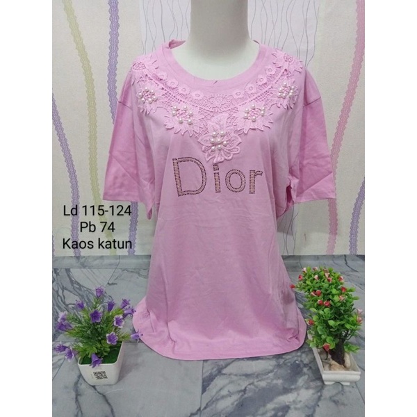 Atasan kaos jumbo renda mote impor pretty cute