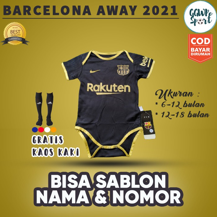 JUMPER BAYI BAJU BOLA BAYI LAKI LAKI BARCELONA AWAY 2021 IMPORT TERBARU KUALITAS JAMINAN TERBAIK