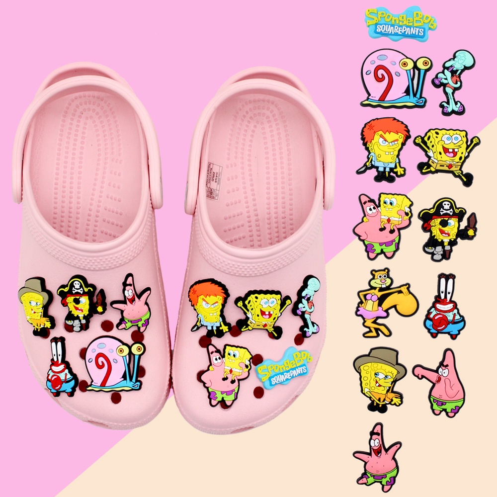 New Spongebob Squarepants shoe charms Pin Jibbitz decorate sandal Gesper Crocs DIY Dapat dilepas Lubang Sepatu accessories Hadiah anak-anak