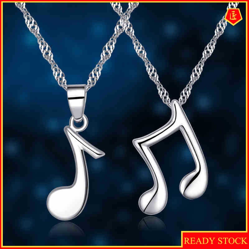 [Ready Stock]Fashion Personality Musical Note Pendant Silver Necklace