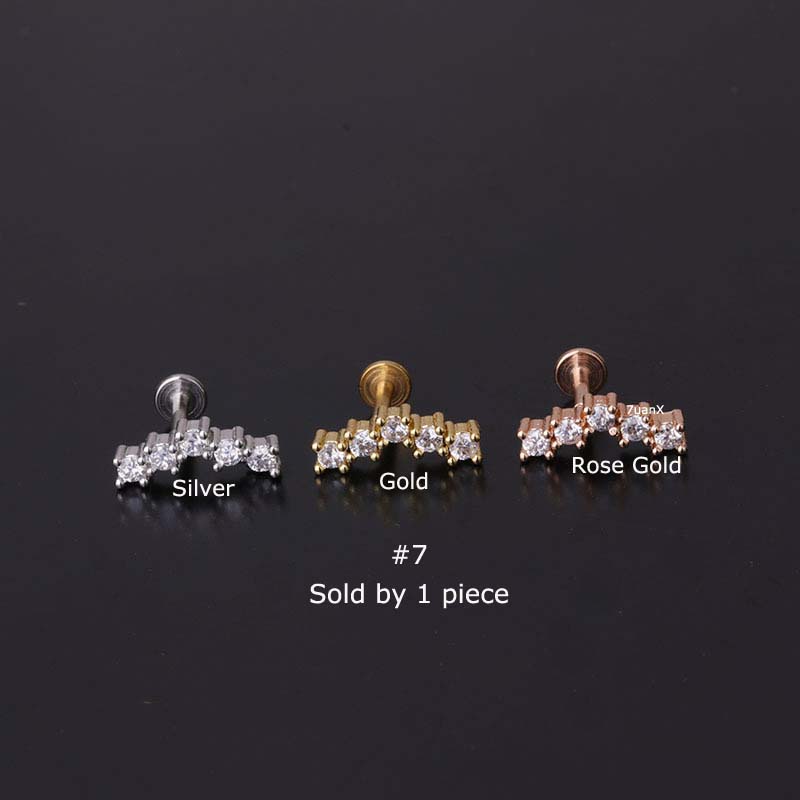 1pc Anting Tindik Bibirtelinga Desain Tulang Ikan 16 Helix Tragus Panjang 6mm