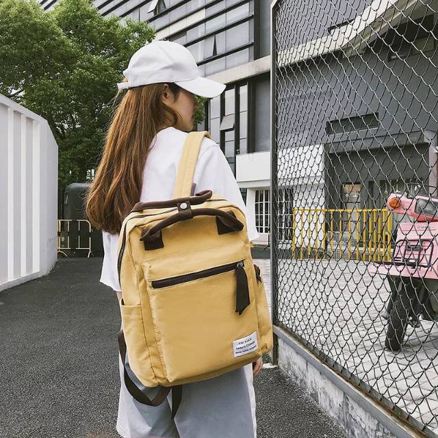 backpack Kampus Ransel Warna Solid Wanita Korea Versi Siswa SMA tas sekolah