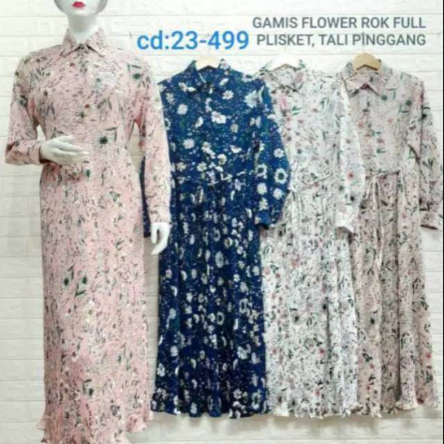 Gamis Bangkok Plisket Flower.