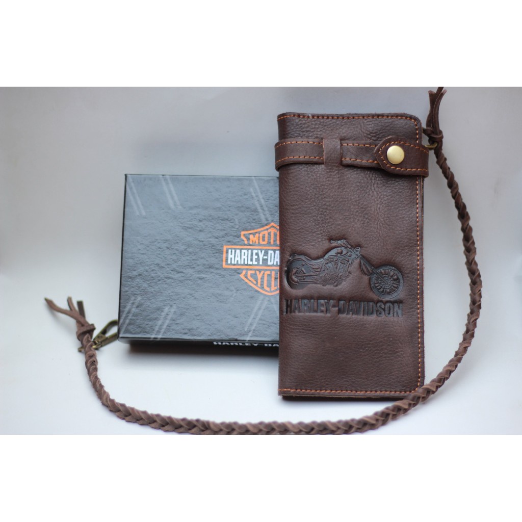 Dompet kulit pria dompet panjang Harley-Davidson kulit asli import- dompet biker hd original leather