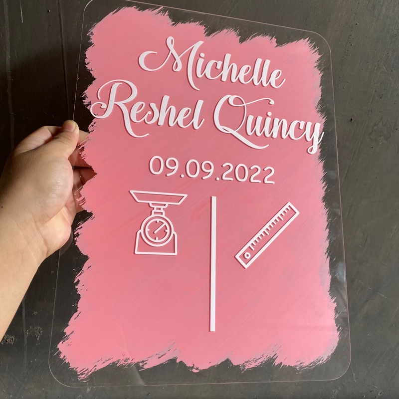 Jual New Born Baby Acrylic / Biodata Baby / Baby Letter Board Acrylic