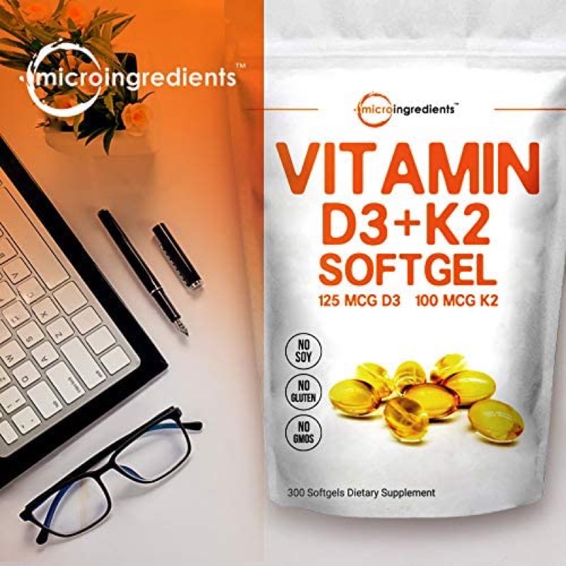 Microingredients Vitamin D3+K2 softgel isi 300gels