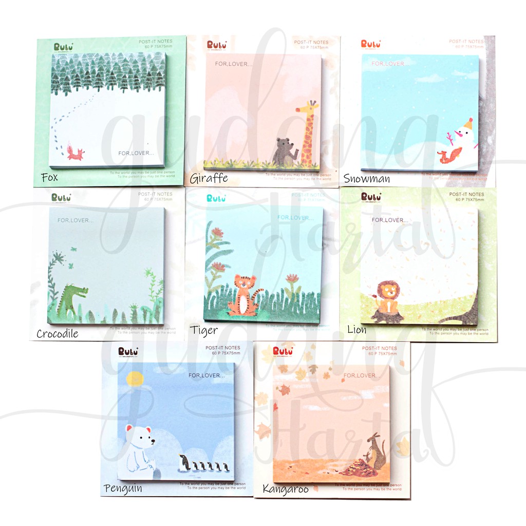 Sticky Notes Pemandangan dan Hewan Penguin Fox Lucu Memo DIY Scrapbook Note GH 301371