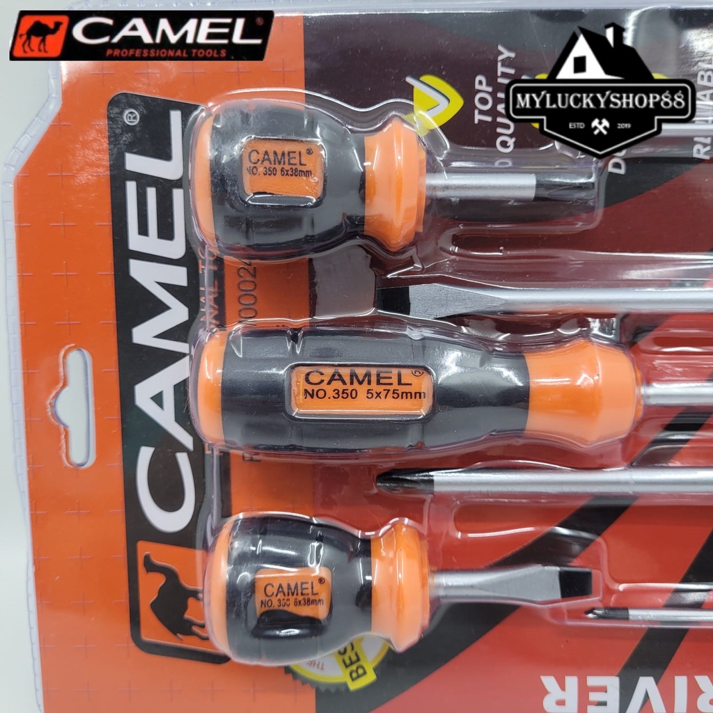 Camel Set Obeng Kombinasi 7Pcs Plus (+) Minus (-) Screwdriver Blister