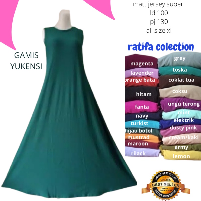 Gamis Tanpa Lengan Jersey Polos Lekmong kutung Inner gamis jersy muslim dalaman gamis tanpa lengan