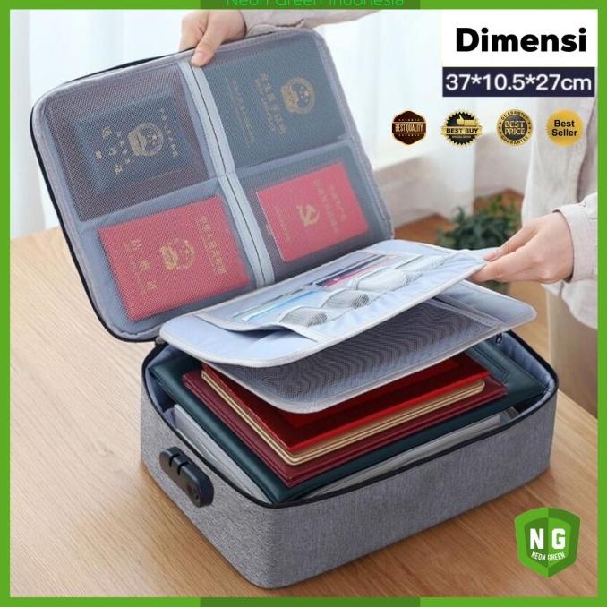 

PROMO Tas Dokumen Anti Air Storage Box File 3 Digit Password Travel Bag Lock