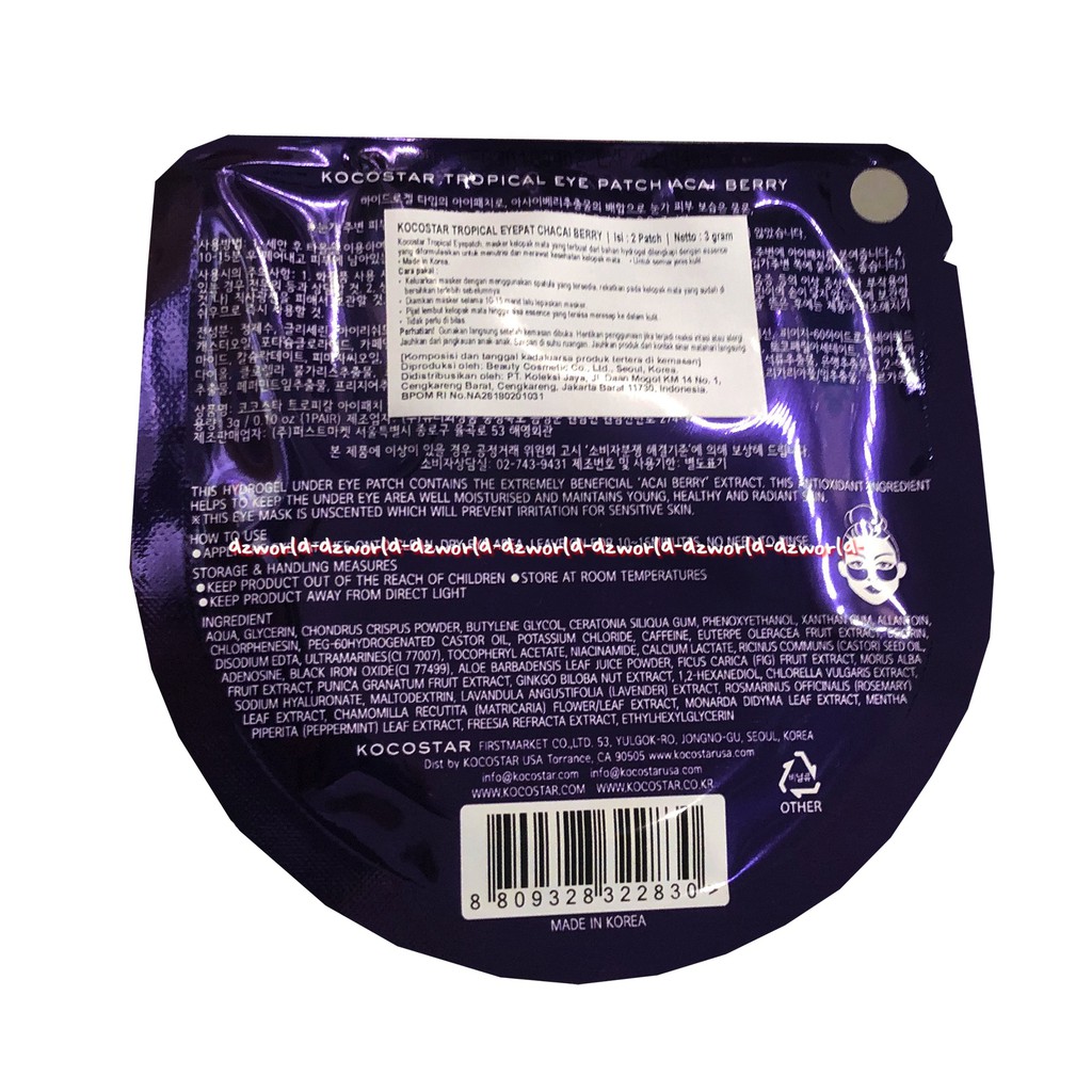 Kocostar Tropical Eye Patch 3pcsAcai Berry Masker Mata Acaiberi