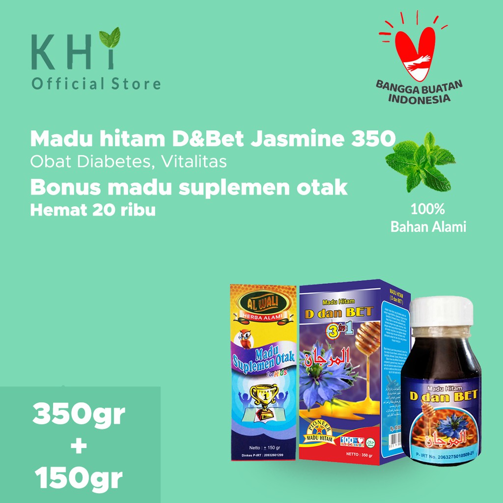 

Madu hitam pahit D&Bet Jasmine 350gr bonus madu suplemen otaak 150gr