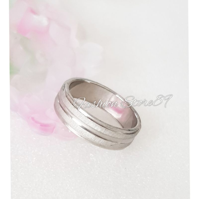 Cincin Pria Wanita Titanium Doff baris 2 Titanium impor Cincin single Couple Cincin pasangan fashion impor Anti Karat