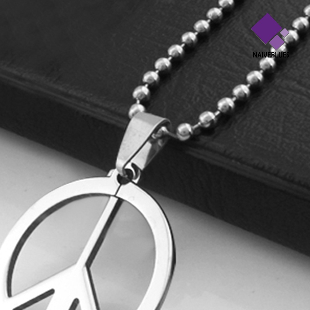 Naiveblue Kalung Rantai Liontin Lambang Peace Bahan Stainless Steel Untuk Pria