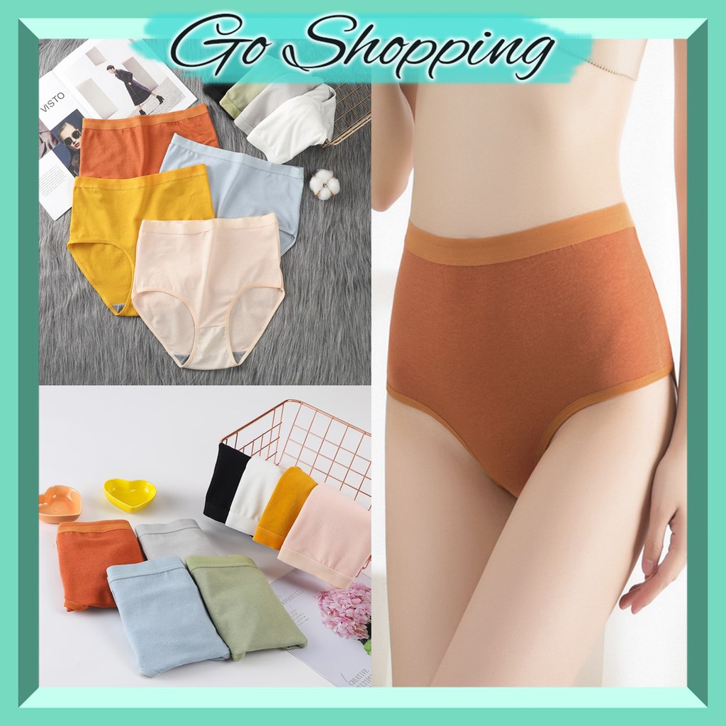 GO! CD529 Celana Dalam High Waist Polos CD Wanita Silk Lembut Brief Underwear Push Up Sexy Sempak Gaya Korea Import