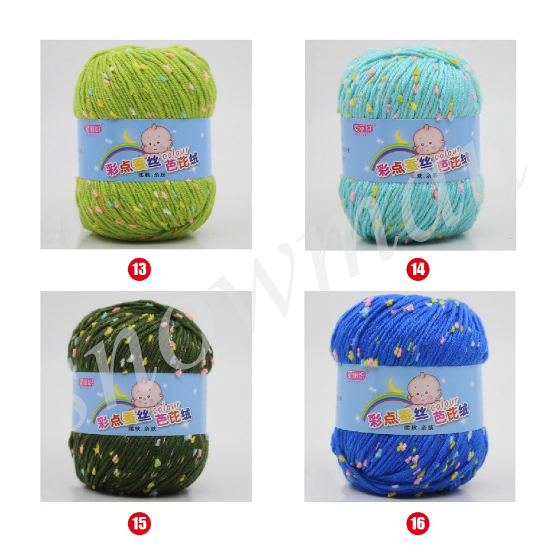 Benang rajut katun spotty/dot impor Baby Cotton Cashmere Yarn For Hand Knitting Crochet Worsted Wool Thread 7 ply 50g