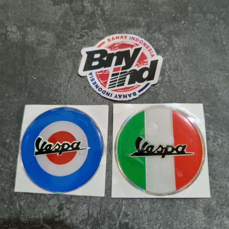 STICKER STIKER EMBLEM VESPA ITALY RETRO TIMBUL 3D