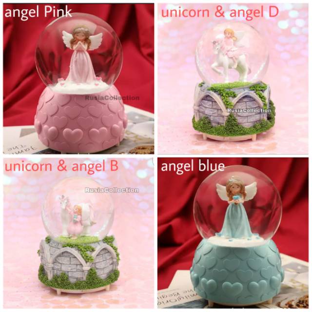 Snowball musik nyala JUMBO waterball globe kotak musik musicbox unicorn AH