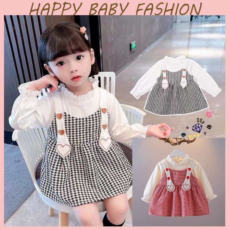 【Happy Baby】0- 4Tahun QZ-52 Dress anak perempuan Setelan style motif bunga love