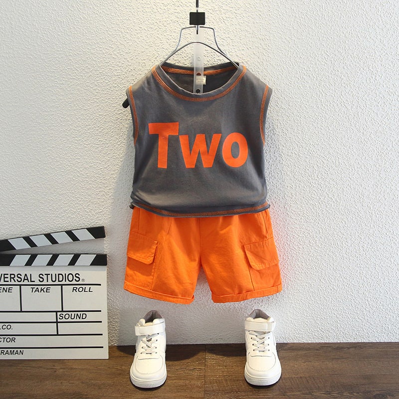 Promo !! Setelan baju anak cowok / setelan two orange fanco ukuran 2-4tahun / Setelan anak import keren