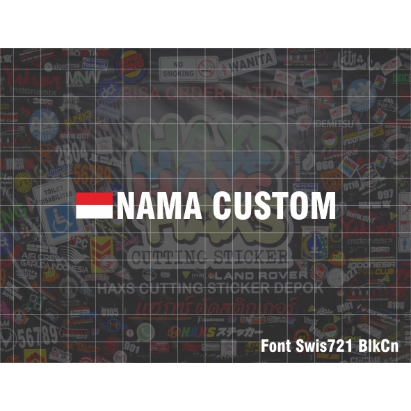 Cutting Sticker Bendera Nama Custom Kecil Ukuran Tinggi Huruf 1 Cm