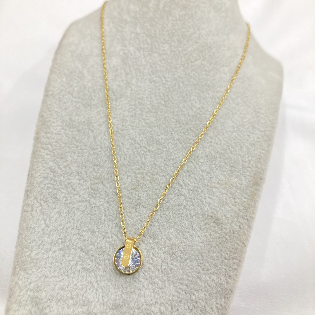 Kalung Titanium Wanita Liontin Permata Anti Karat Anti Alergi Branded Fashion Korean Style KT-125