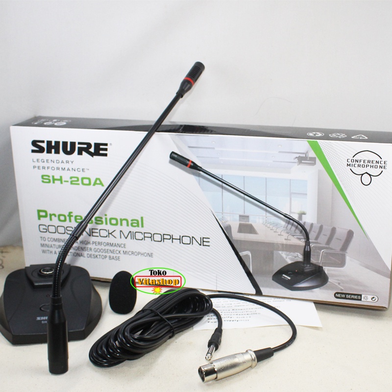 Microphone Meja Shure SH-20A Mic Podium Mikrofon Condensor Mik Kabel