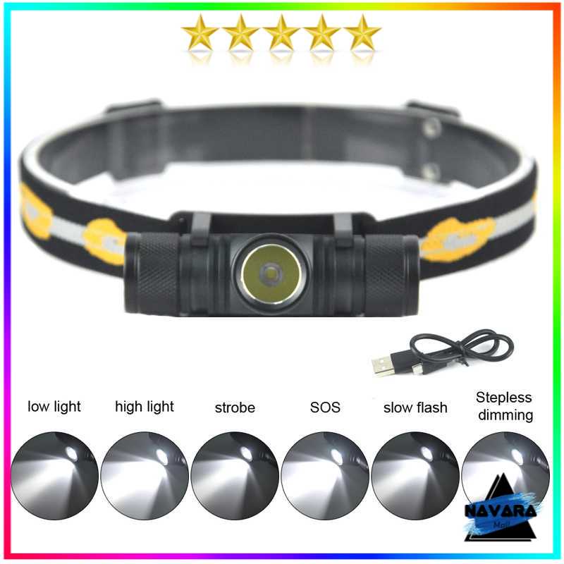 BORUIT Senter & Senter Kepala & Lampu Kepala & High Power Headlamp Flashlight Headlight LED XML L2 E