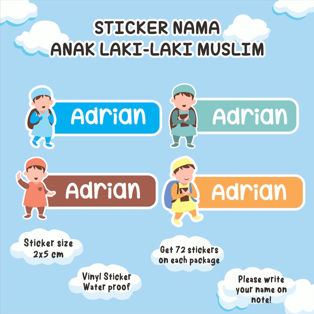 

STICKER NAMA ANAK LAKI-LAKI MUSLIM WATERPROOF