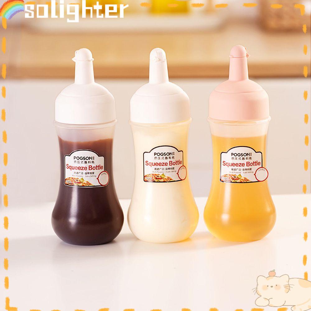 Solighter Botol Dispenser Saus Cuka / Dessert / Dekorasi Kue Model Remas 350ML Anti Debu