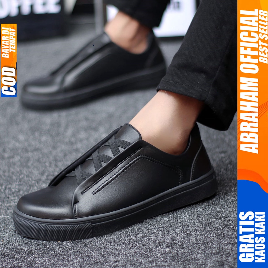 Abraham Tajima - Sepatu Sneakers Casual Pria Kerja Santai Hitam