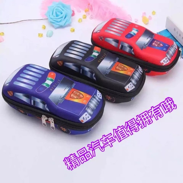 TEMPAT PENSIL EVA MOBIL POLISI - PENCIL CASE EVA FOAM CARS - KOTAK PENSIL EMBOS 6D