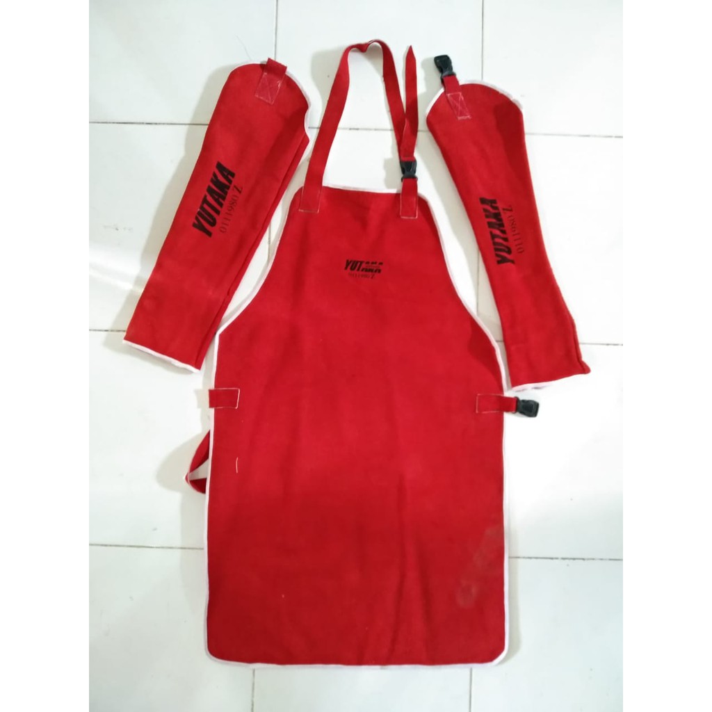 APRON DADA Dan APRON LENGAN 1SET Warna Merah