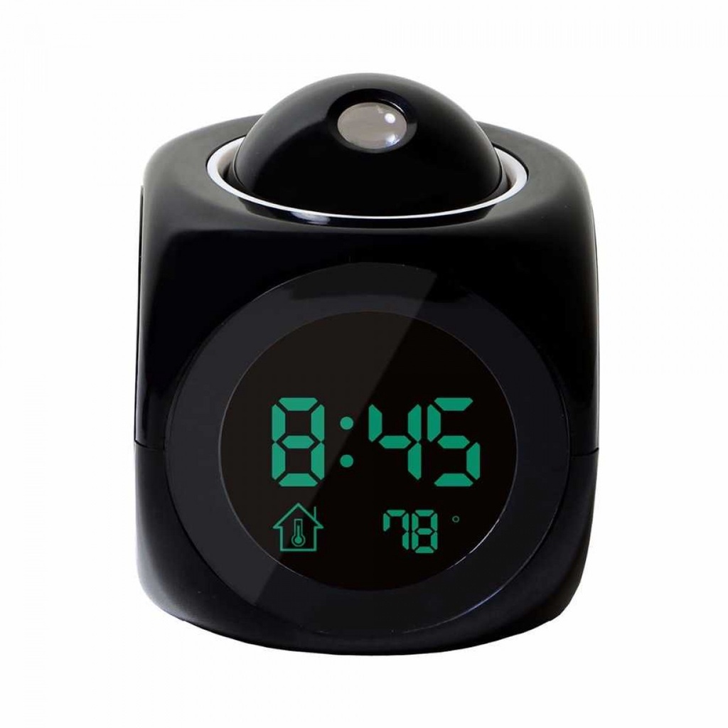 Jam Alarm Projection LCD Digital Clock Voice Hitam