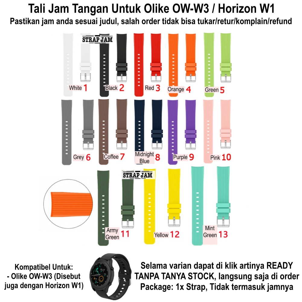 M42 Tali Jam Olike OW-W3 Horizon W1 - Strap 20mm Rubber Silikon Sporty