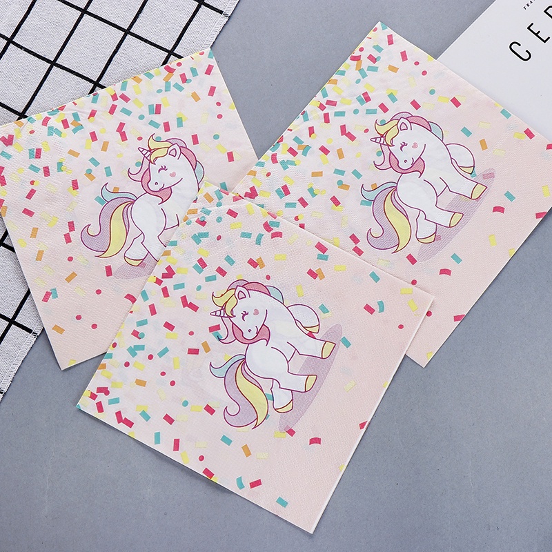 20Pcs Pink Unicorn Paper Napkin for Party Decoration Supplies