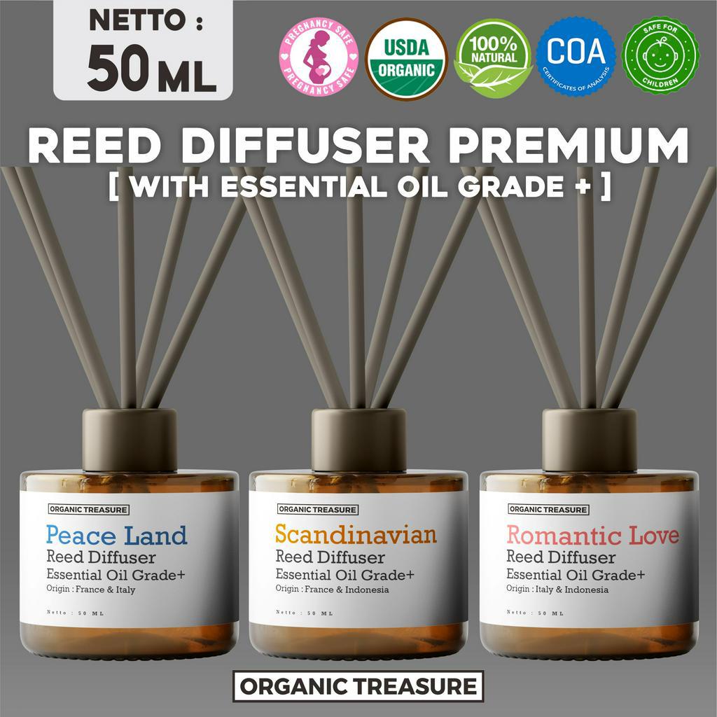 REED DIFFUSER PREMIUM ESSENTIAL OIL AROMATHERAPY BY : ORGANIC TREASURE (Humidifier, Diffuser, Atsiri, Minyak Pijat and Oil Burner, Pengharum Ruangan)