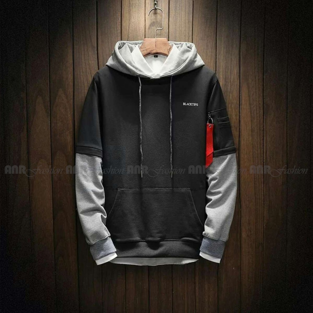 Sweater Hoodie Blacktipe Sweater Fleece Hoodie Reglan Pria