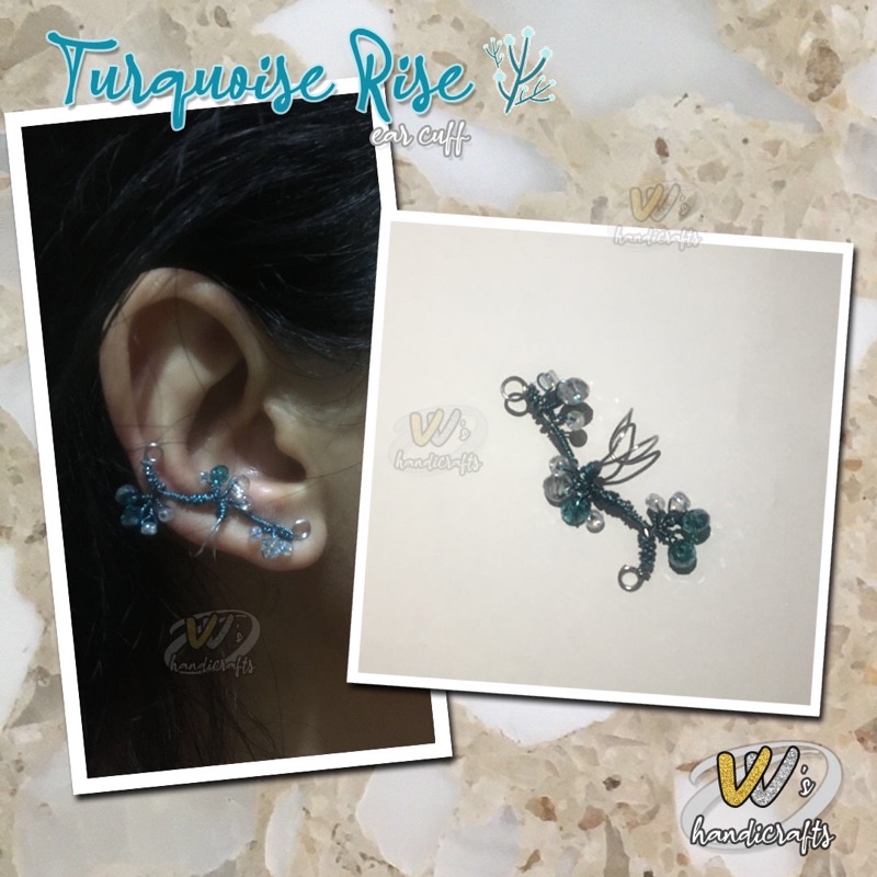 Aksesori Telinga Turquoise Rise Ear Cuff Ear Clip Mute Manik Beads Elegan Fashion Perhiasan Aksesori