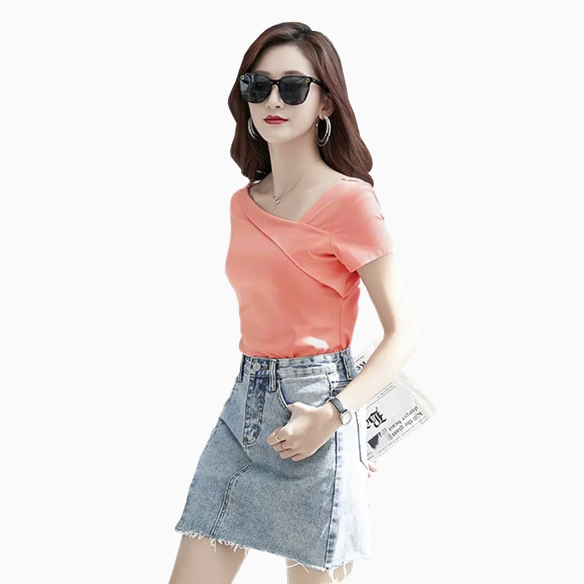 Kaos Lengan pendek wanita Gaya Korea variasi keher - TheXshop Beta