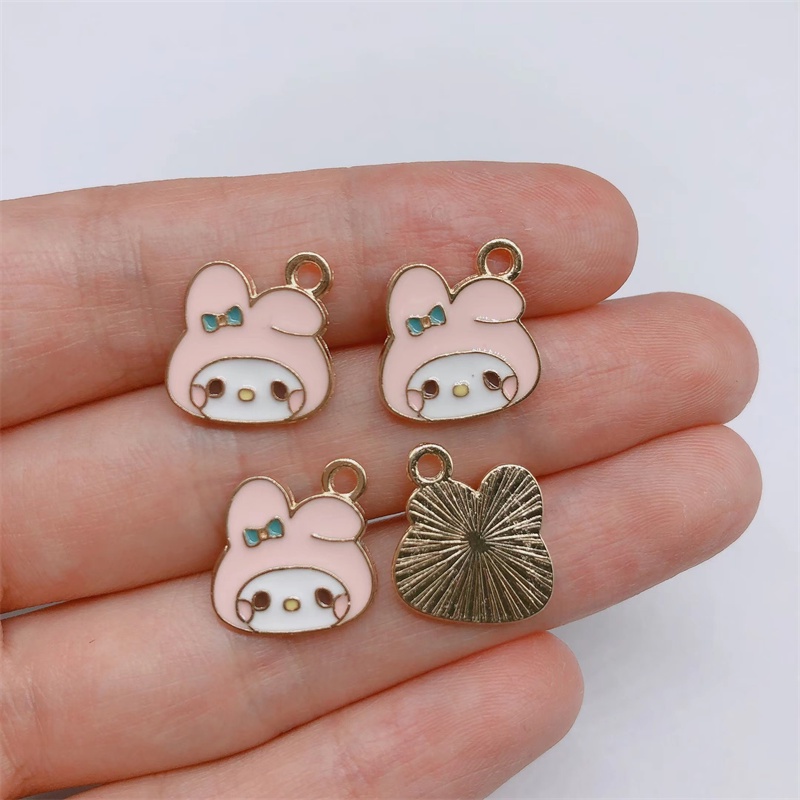 4pcs Liontin Enamel Bentuk Kelinci Bahan Alloy Untuk Wanita