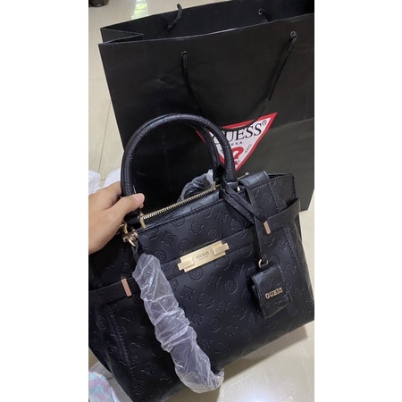 Guess bea society satchel black Original Official Store