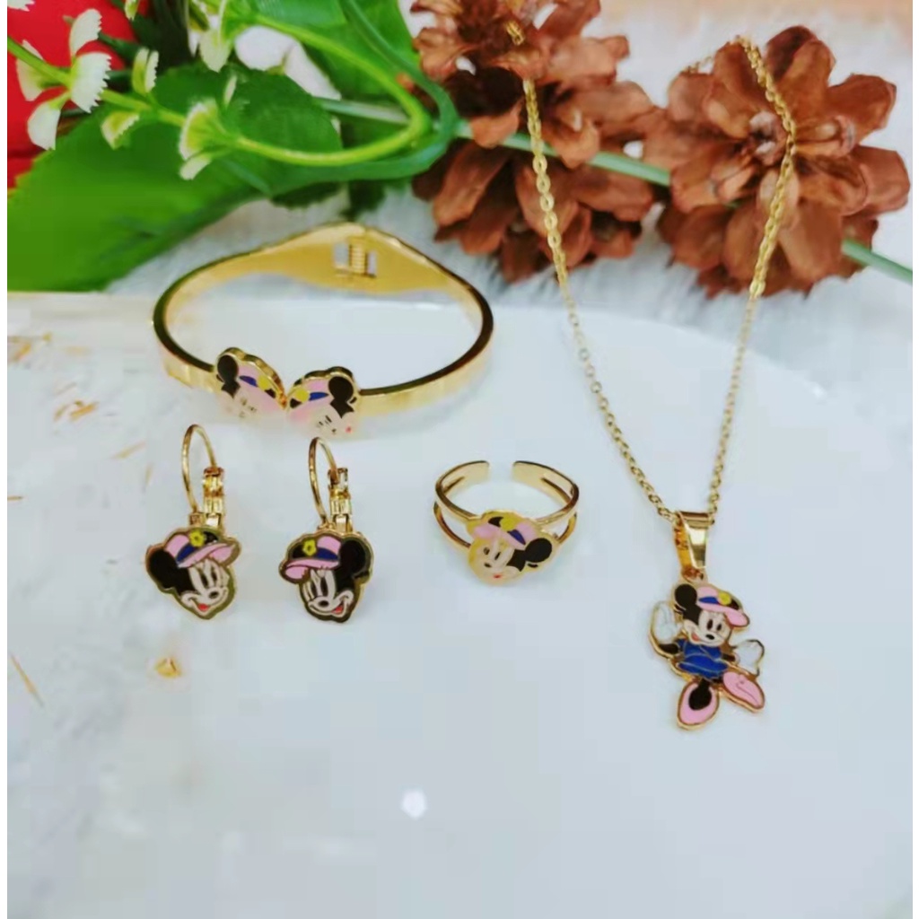 Titanium Set Anak Perhiasan Fashion GAELANG/Anting/Kalung/Cincin B123-124