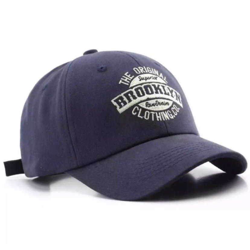 Best Seller - Topi Unisex Cap Hat Cotton Material Bordir Brooklyn Baseball / Baseball Cap Korea Trendy - COD-Navy Blue logo