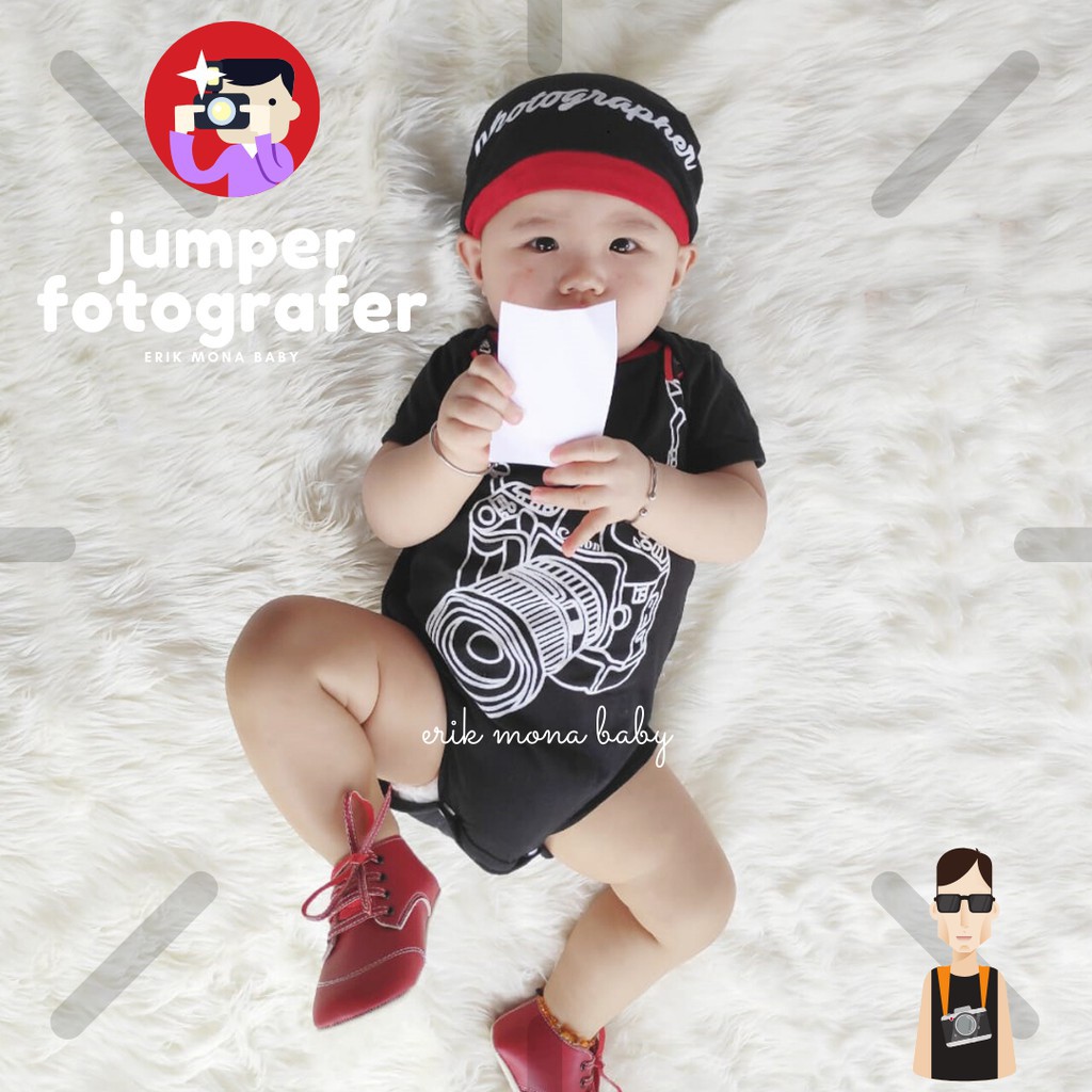 BAJU BAYI JUMPER BAYI LUCU KARAKTER PHOTOGRAPHER FOTOGRAFER