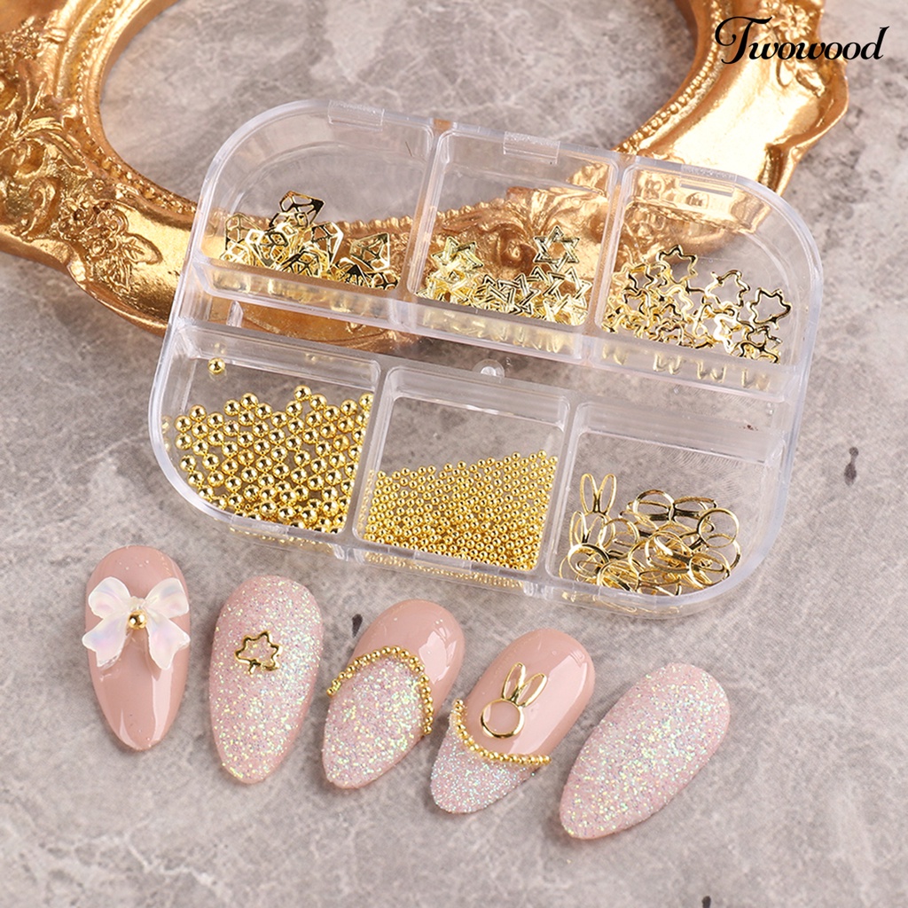 Manik-manik Charms Steel Bentuk Bintang Hollow 3D Untuk Dekorasi Nail Art