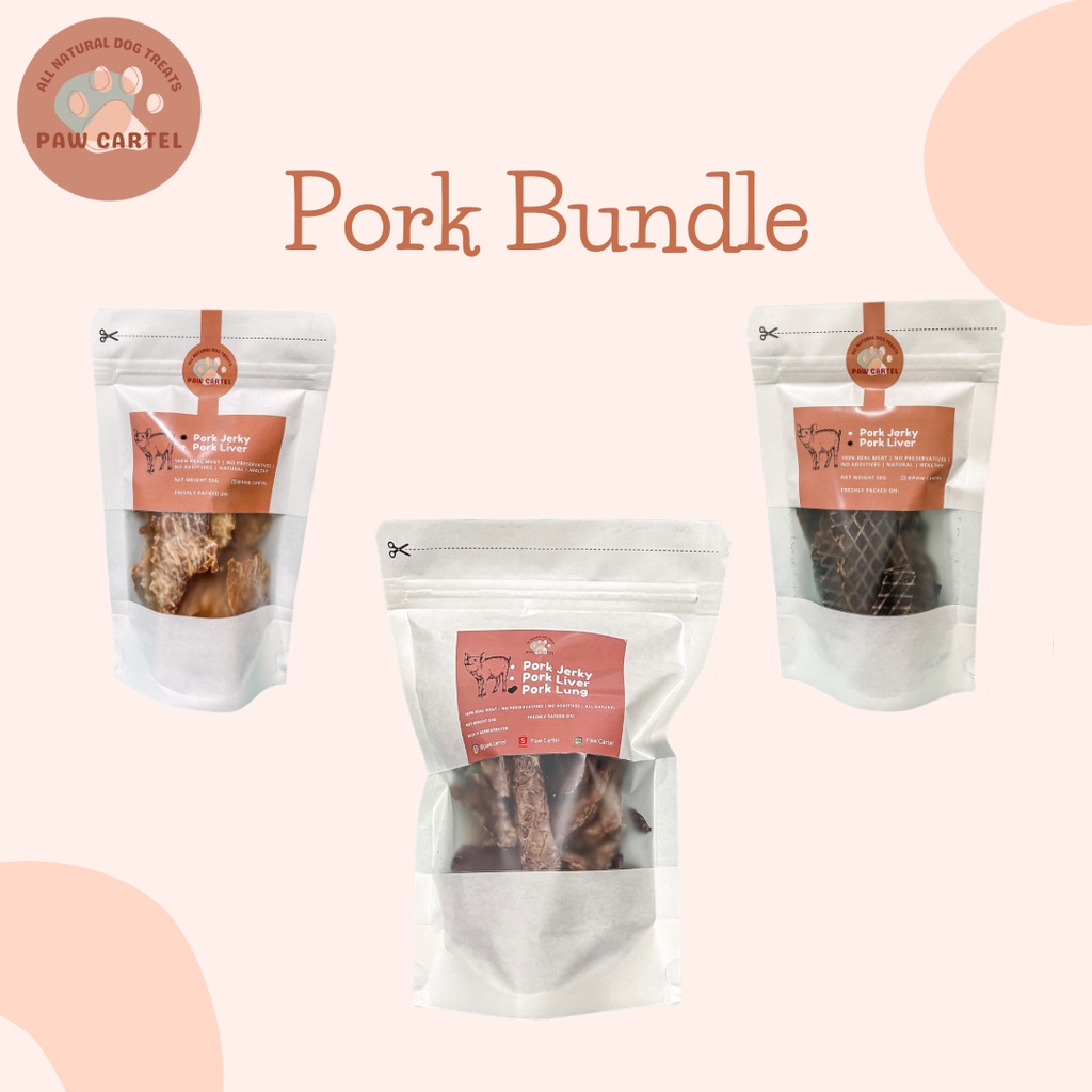 Paw Cartel Pork Bundle Snack Anjing/ Pork Jerky / Pork Liver / Pork Lung