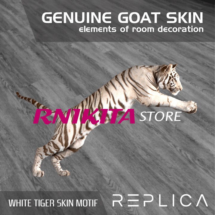 GENUINE GOAT SKIN WITH WHITE TIGER MOTIF - Kulit Kambing Asli Motif Macan Putih