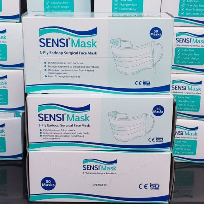 Masker Sensi Earloop Original - Masker Medis Merk Sensi isi 50pcs