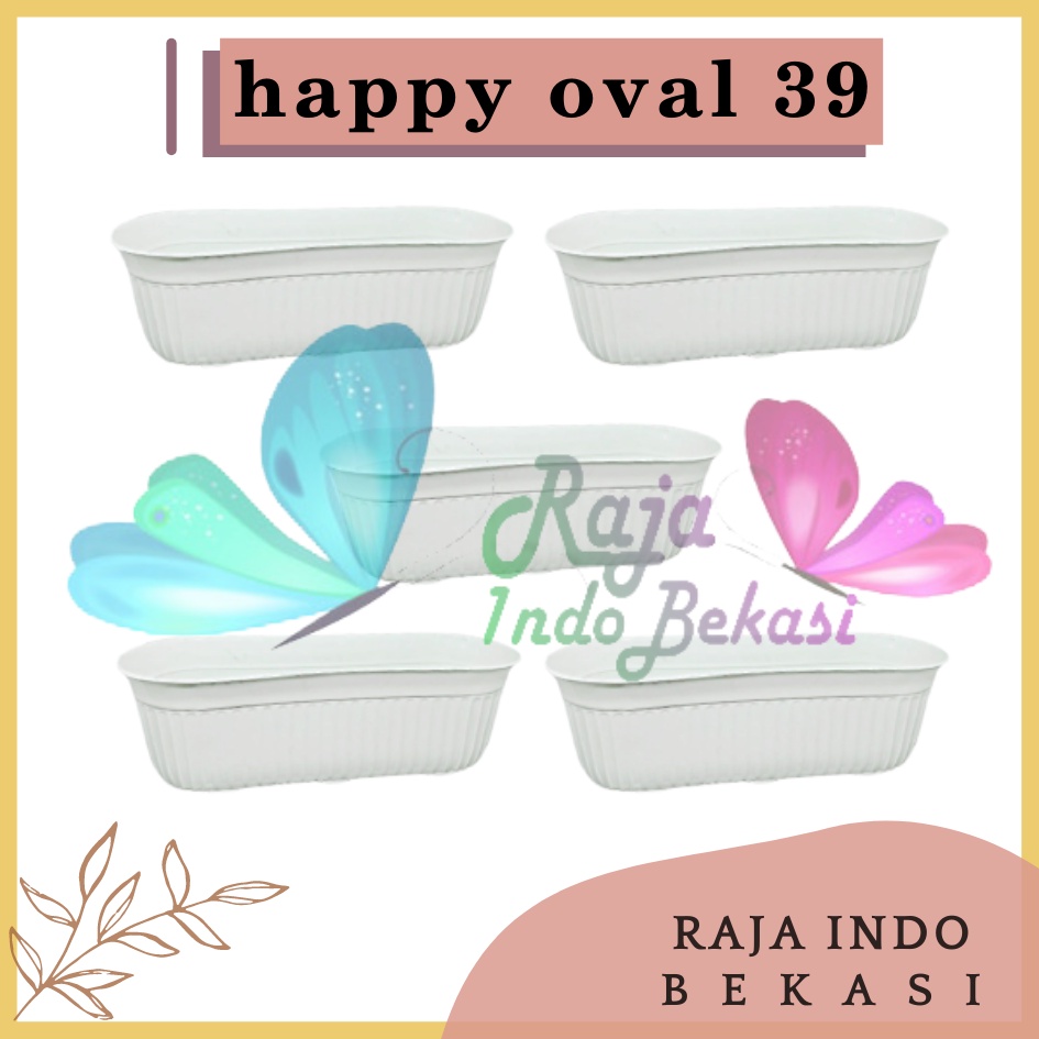 Pot Bunga Happy Oval 39 Putih - Pot Bunga Putih Tanaman Hias Aglonema Bunga Keladi Bukan Pot Tawon